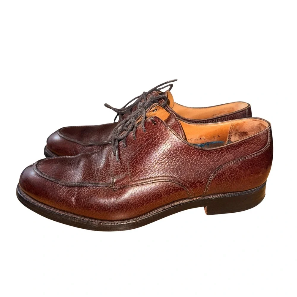 Peal & Co Brooks Brothers Dress Shoes Mens 9D Pre-Owned Derby Brown Pebble Grain
